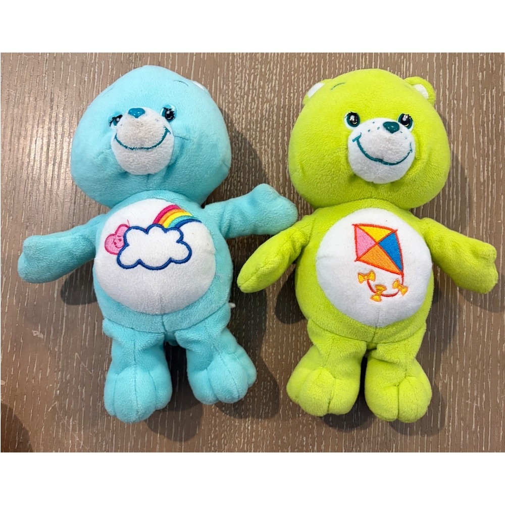 Vintage Care Bears Plush Lot 2 Bashful Heart Do Your Best Bear 10in 2000s
